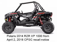 Polaris 2014 RZR XP 1000 - image from the April 2, 2018 CPSC recall notice